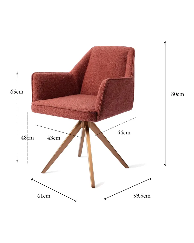 Tome Esszimmerstuhl von Jesper Home in Shabby Saffron, Turn, Roségold, Ansicht 4