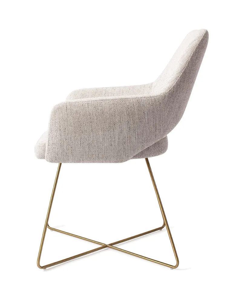 Yanai Esszimmerstuhl von Jesper Home in Pigeon, Cross, Gold, Ansicht 2
