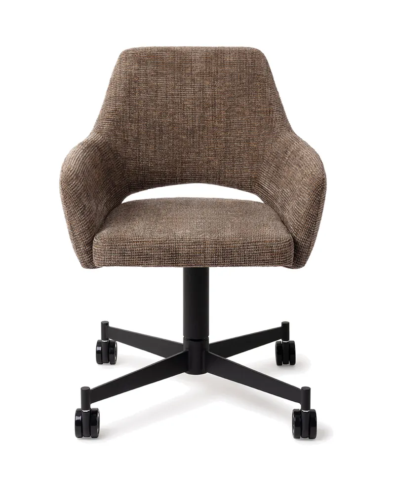 Yanai Esszimmerstuhl von Jesper Home in Checked Chestnut, Caster, Schwarz, Ansicht 1
