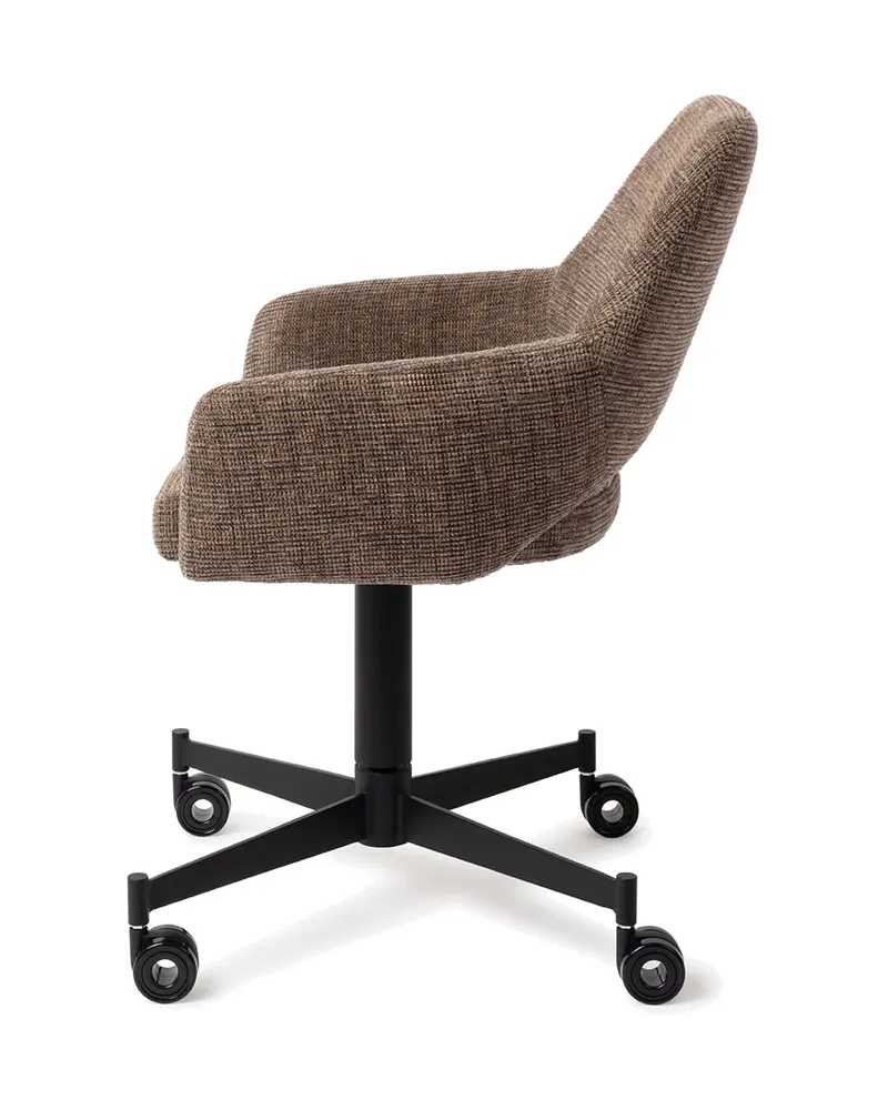 Yanai Esszimmerstuhl von Jesper Home in Checked Chestnut, Caster, Schwarz, Ansicht 2