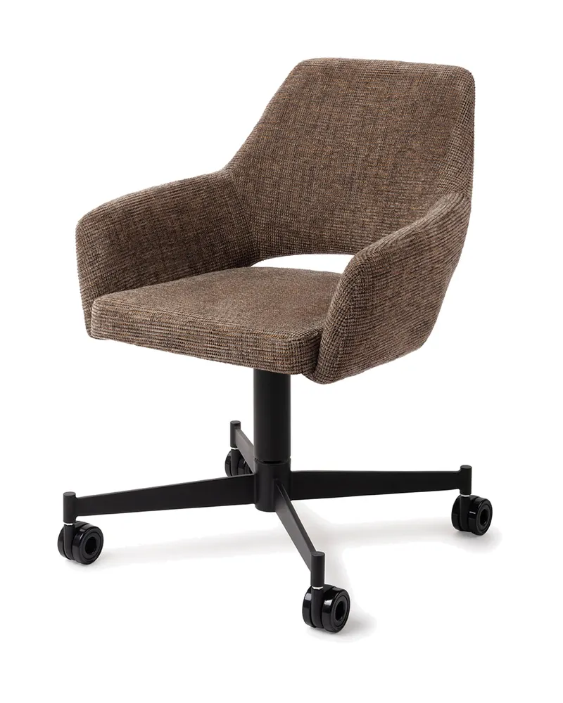 Yanai Esszimmerstuhl von Jesper Home in Checked Chestnut, Caster, Schwarz, Ansicht 3