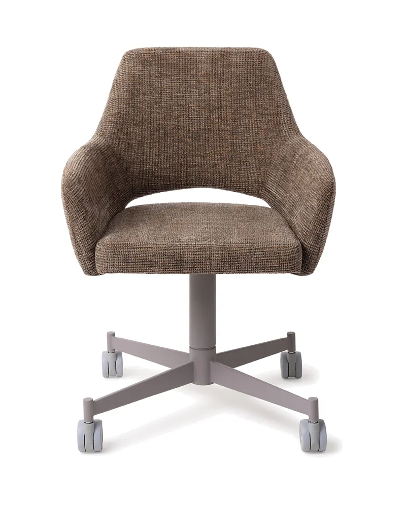 Yanai Esszimmerstuhl von Jesper Home in Checked Chestnut, Caster, Grau, Ansicht 1