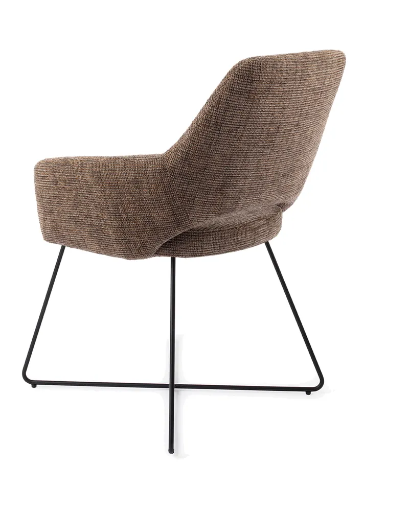Yanai Esszimmerstuhl von Jesper Home in Checked Chestnut, Cross, Schwarz, Ansicht 4