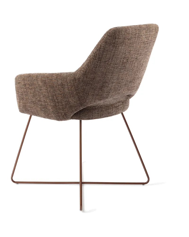 Yanai Esszimmerstuhl von Jesper Home in Checked Chestnut, Cross, Roségold, Ansicht 4