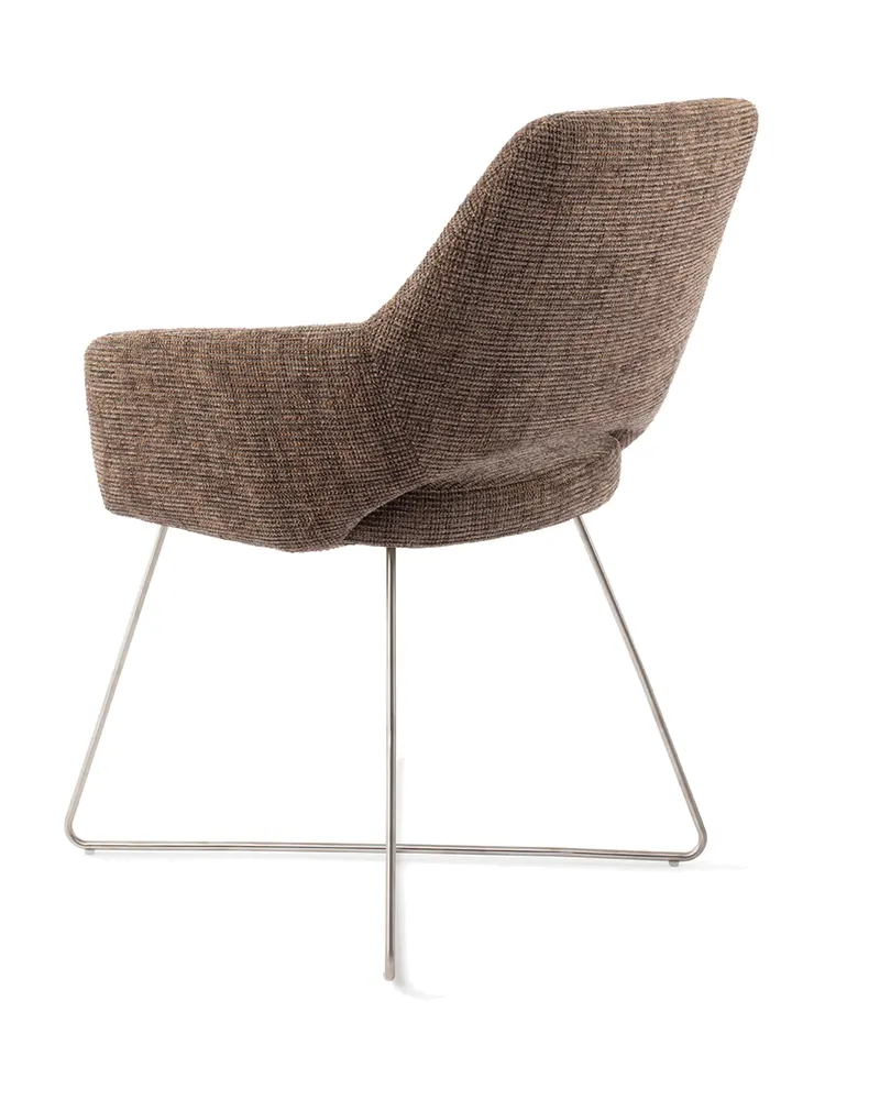 Yanai Esszimmerstuhl von Jesper Home in Checked Chestnut, Cross, Edelstahl, Ansicht 4