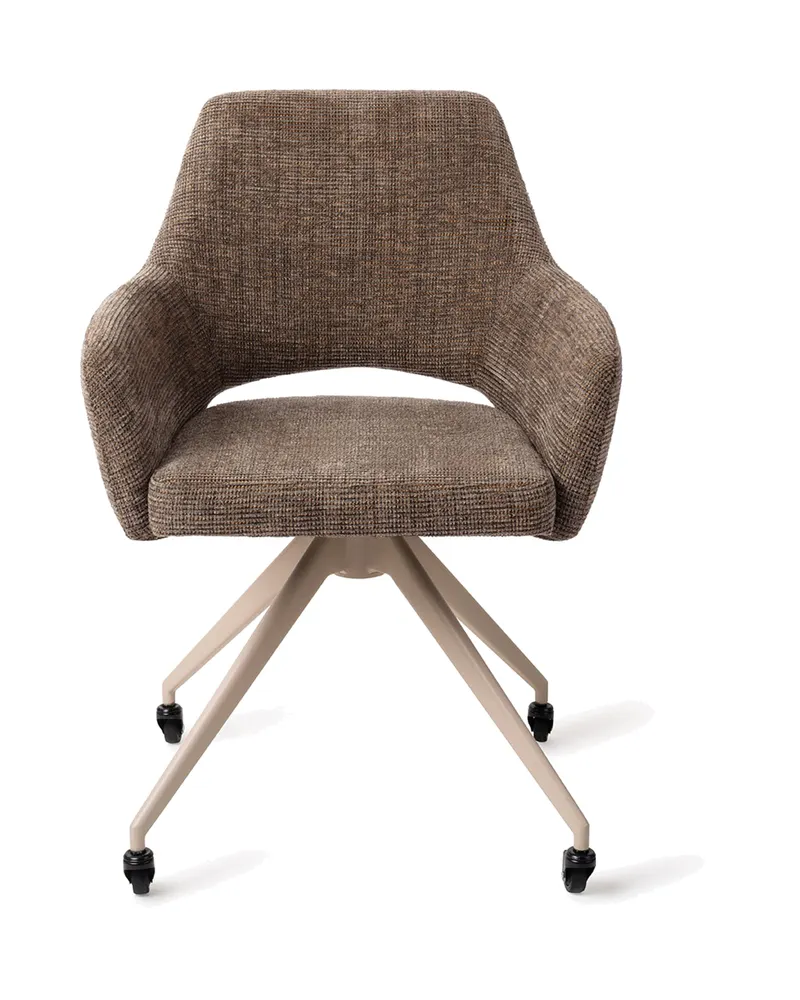 Yanai Esszimmerstuhl von Jesper Home in Checked Chestnut, Glide, Beige, Ansicht 1