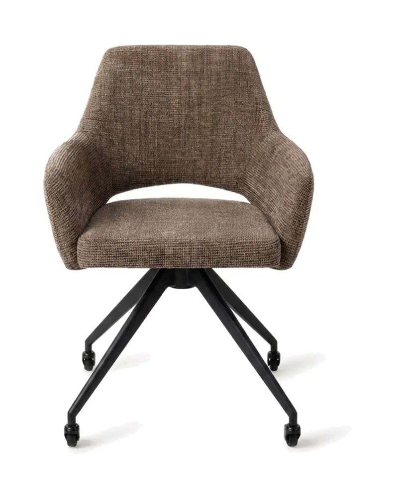 Yanai Esszimmerstuhl von Jesper Home in Checked Chestnut, Glide, Schwarz, Ansicht 1