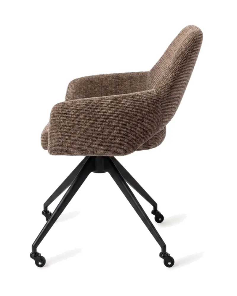 Yanai Esszimmerstuhl von Jesper Home in Checked Chestnut, Glide, Schwarz, Ansicht 3