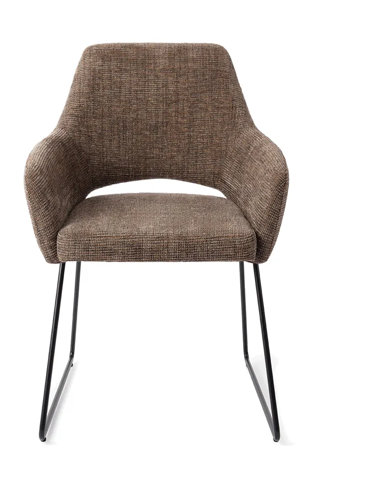 Yanai Esszimmerstuhl von Jesper Home in Checked Chestnut, Slide, Schwarz, Ansicht 1