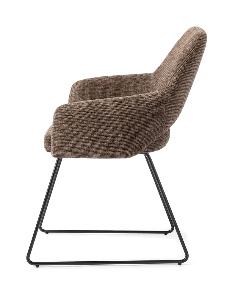 Yanai Esszimmerstuhl von Jesper Home in Checked Chestnut, Slide, Schwarz, Ansicht 2