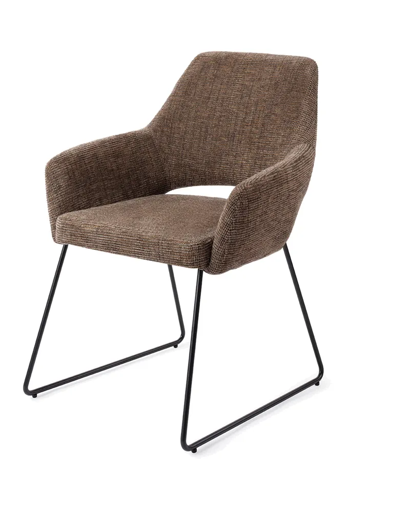 Yanai Esszimmerstuhl von Jesper Home in Checked Chestnut, Slide, Schwarz, Ansicht 3