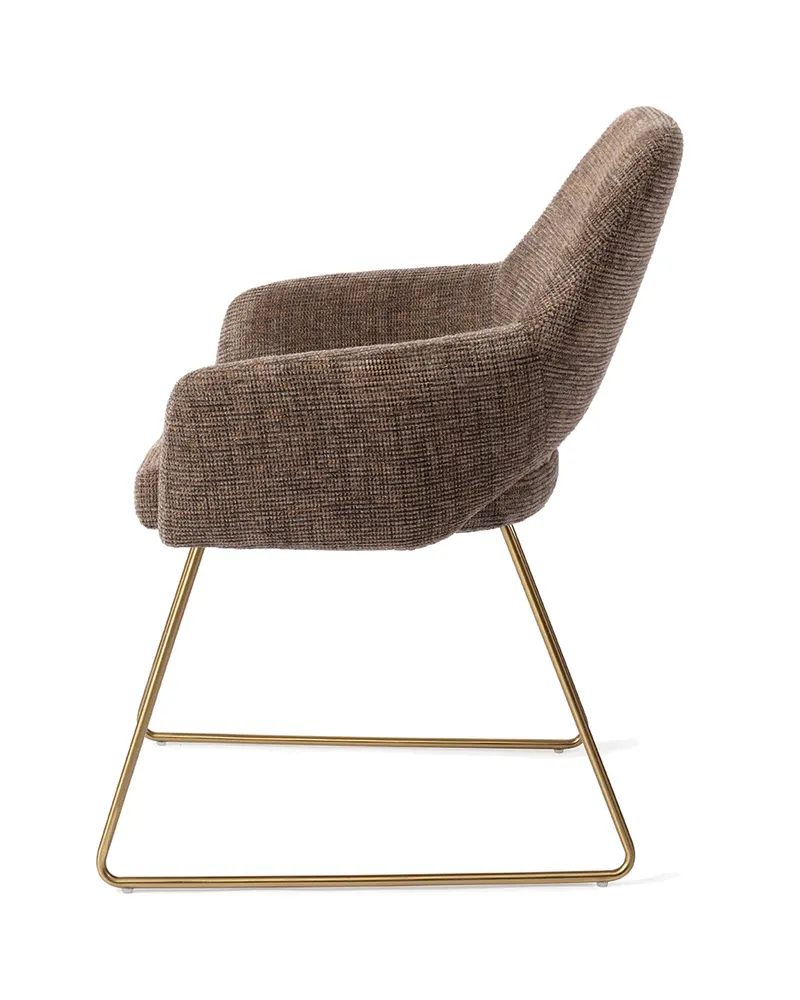 Yanai Esszimmerstuhl von Jesper Home in Checked Chestnut, Slide, Gold, Ansicht 2