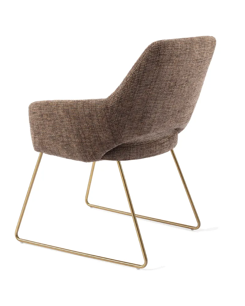 Yanai Esszimmerstuhl von Jesper Home in Checked Chestnut, Slide, Gold, Ansicht 4