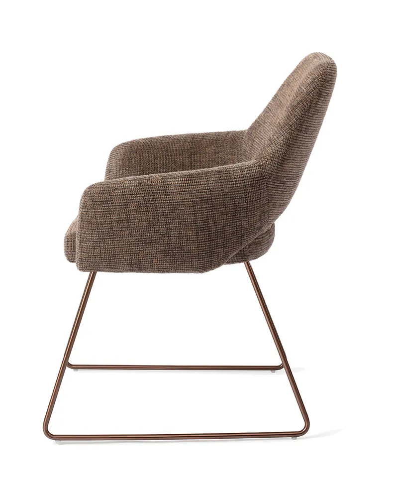 Yanai Esszimmerstuhl von Jesper Home in Checked Chestnut, Slide, Roségold, Ansicht 2