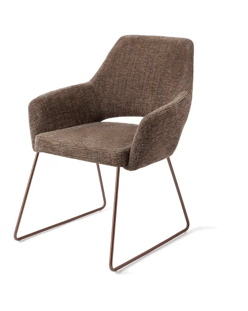 Yanai Esszimmerstuhl von Jesper Home in Checked Chestnut, Slide, Roségold, Ansicht 3