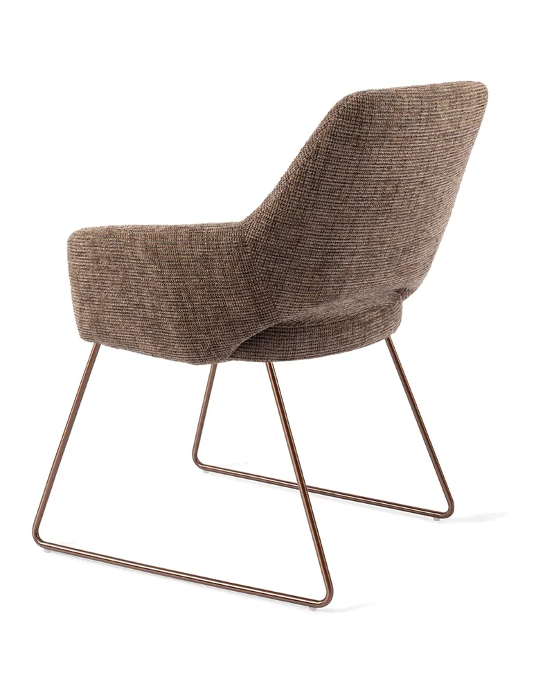 Yanai Esszimmerstuhl von Jesper Home in Checked Chestnut, Slide, Roségold, Ansicht 4