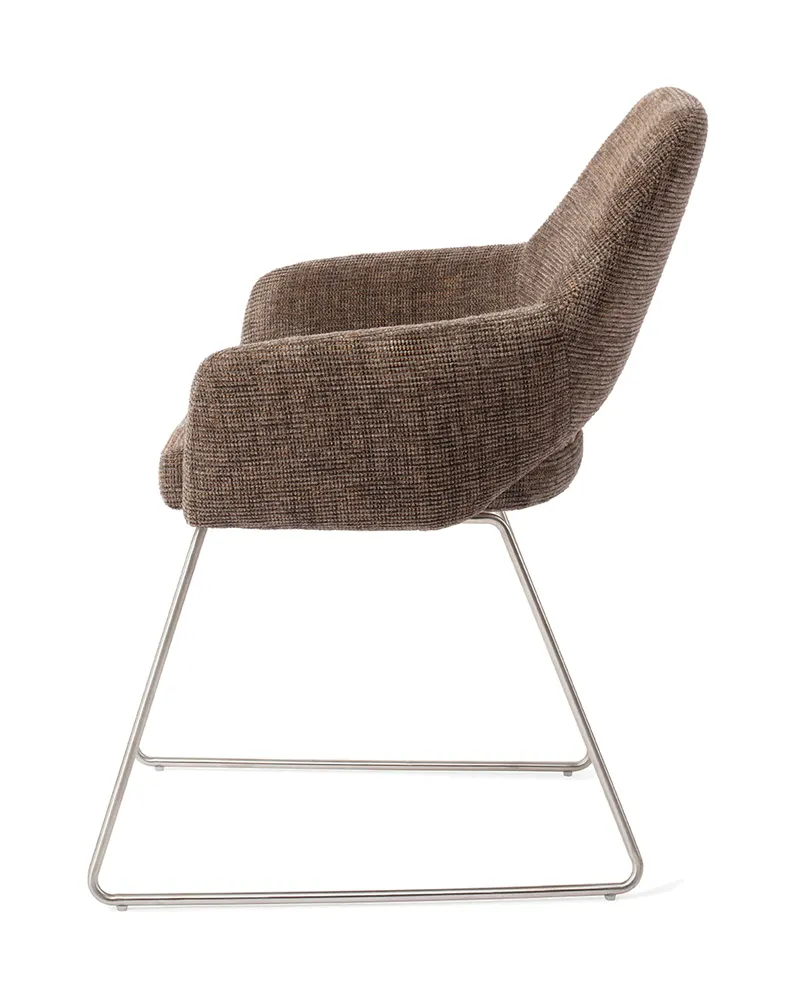 Yanai Esszimmerstuhl von Jesper Home in Checked Chestnut, Slide, Edelstahl, Ansicht 2