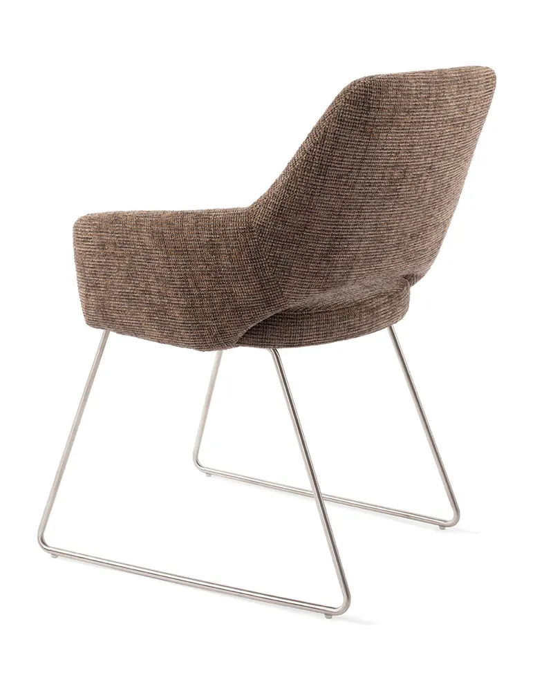 Yanai Esszimmerstuhl von Jesper Home in Checked Chestnut, Slide, Edelstahl, Ansicht 4