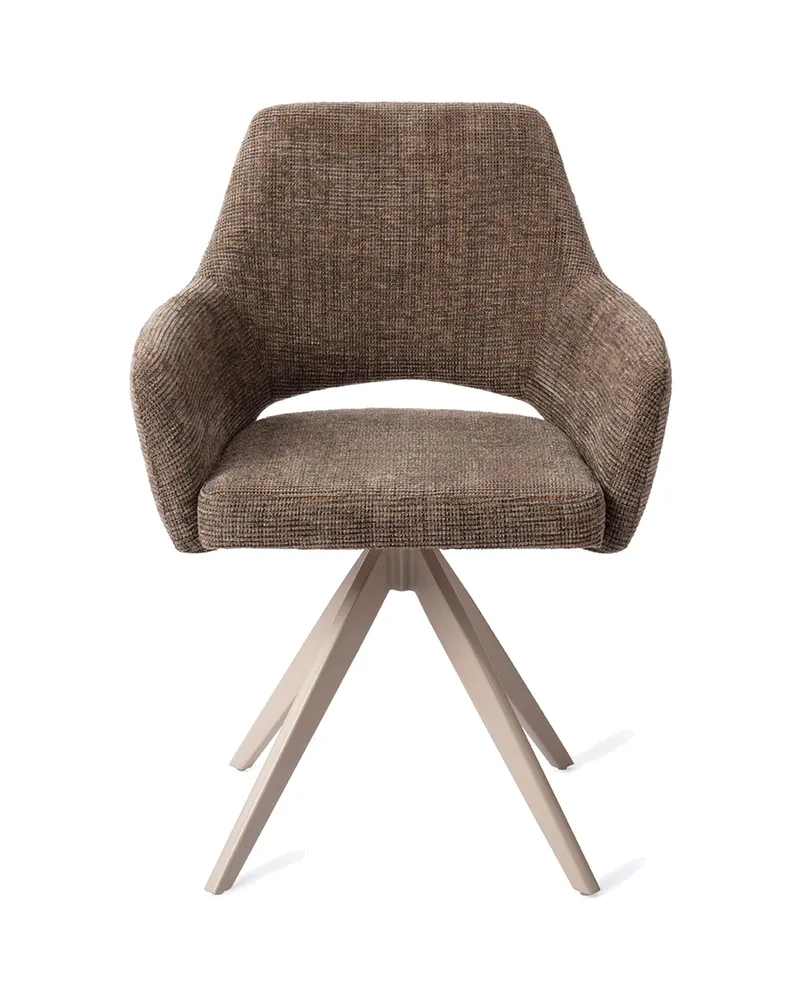 Yanai Esszimmerstuhl von Jesper Home in Checked Chestnut, Turn, Beige, Ansicht 1