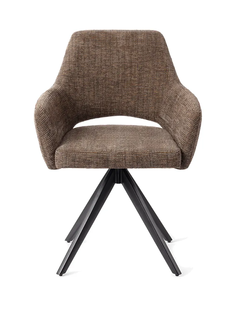 Yanai Esszimmerstuhl von Jesper Home in Checked Chestnut, Turn, Schwarz, Ansicht 1