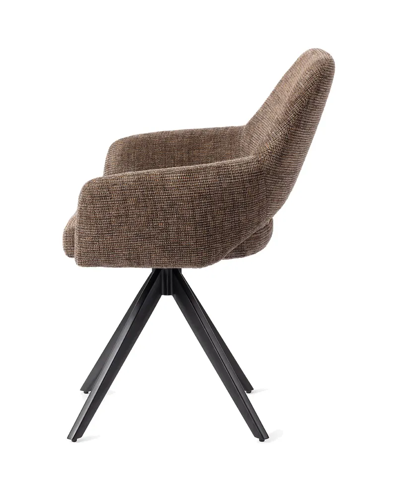 Yanai Esszimmerstuhl von Jesper Home in Checked Chestnut, Turn, Schwarz, Ansicht 2