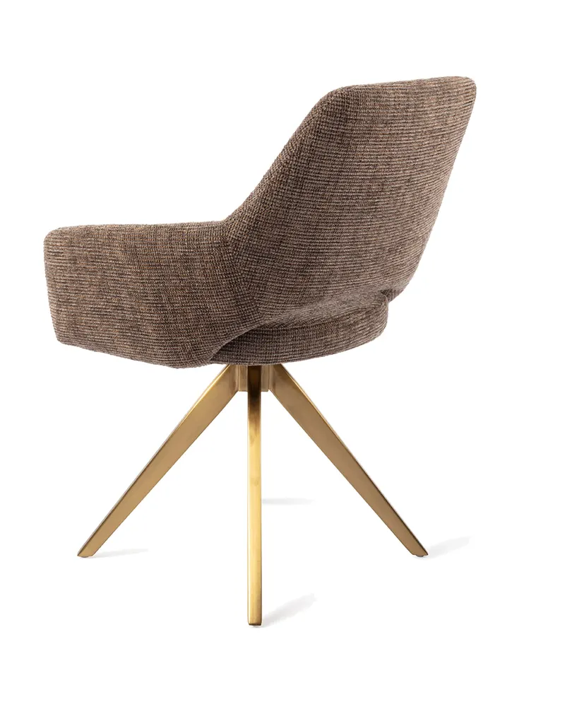 Yanai Esszimmerstuhl von Jesper Home in Checked Chestnut, Turn, Gold, Ansicht 4