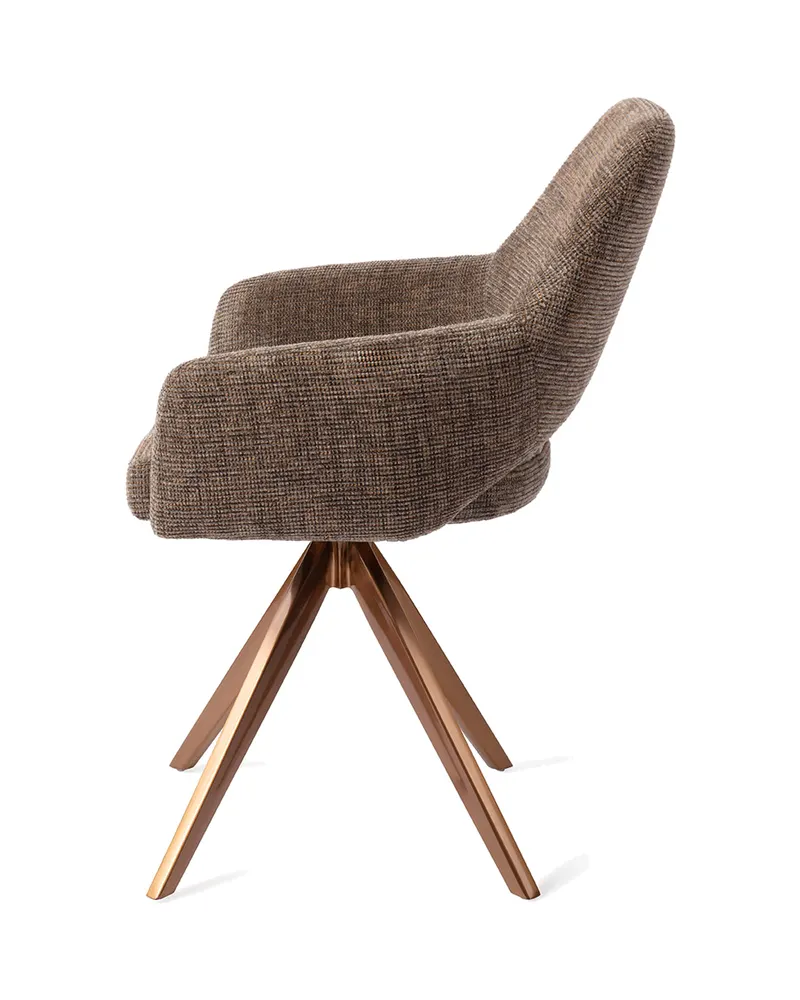 Yanai Esszimmerstuhl von Jesper Home in Checked Chestnut, Turn, Roségold, Ansicht 2