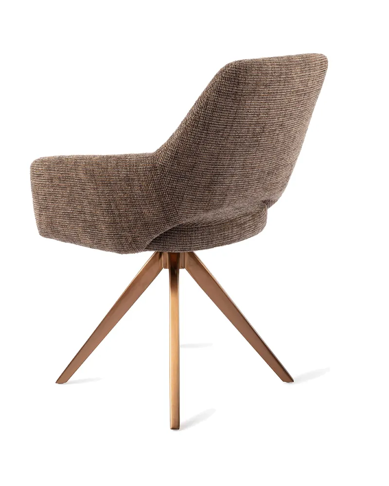 Yanai Esszimmerstuhl von Jesper Home in Checked Chestnut, Turn, Roségold, Ansicht 4