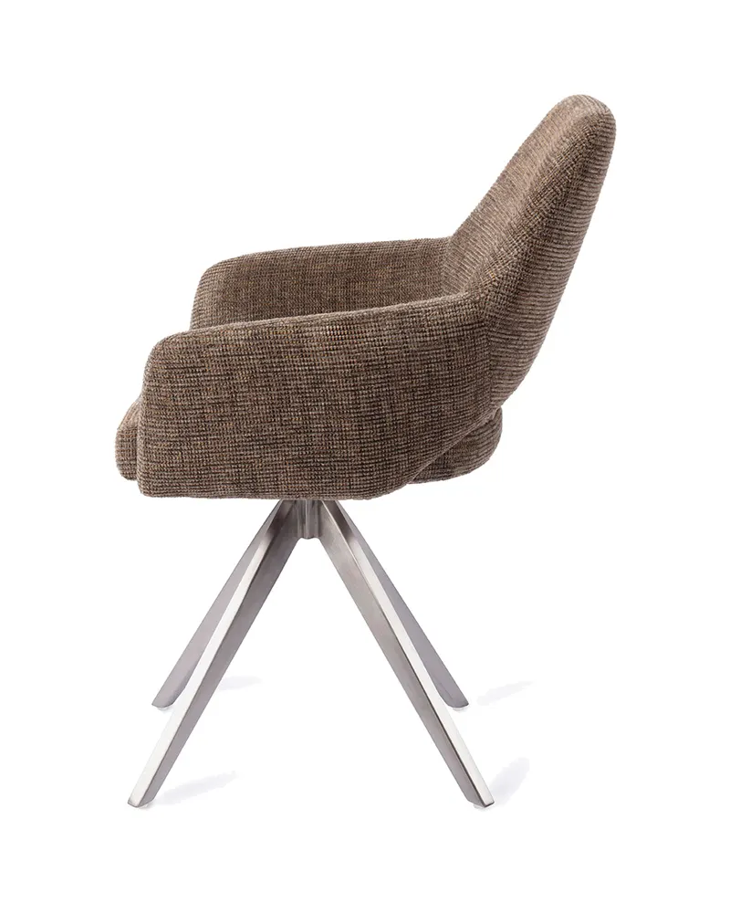 Yanai Esszimmerstuhl von Jesper Home in Checked Chestnut, Turn, Edelstahl, Ansicht 2