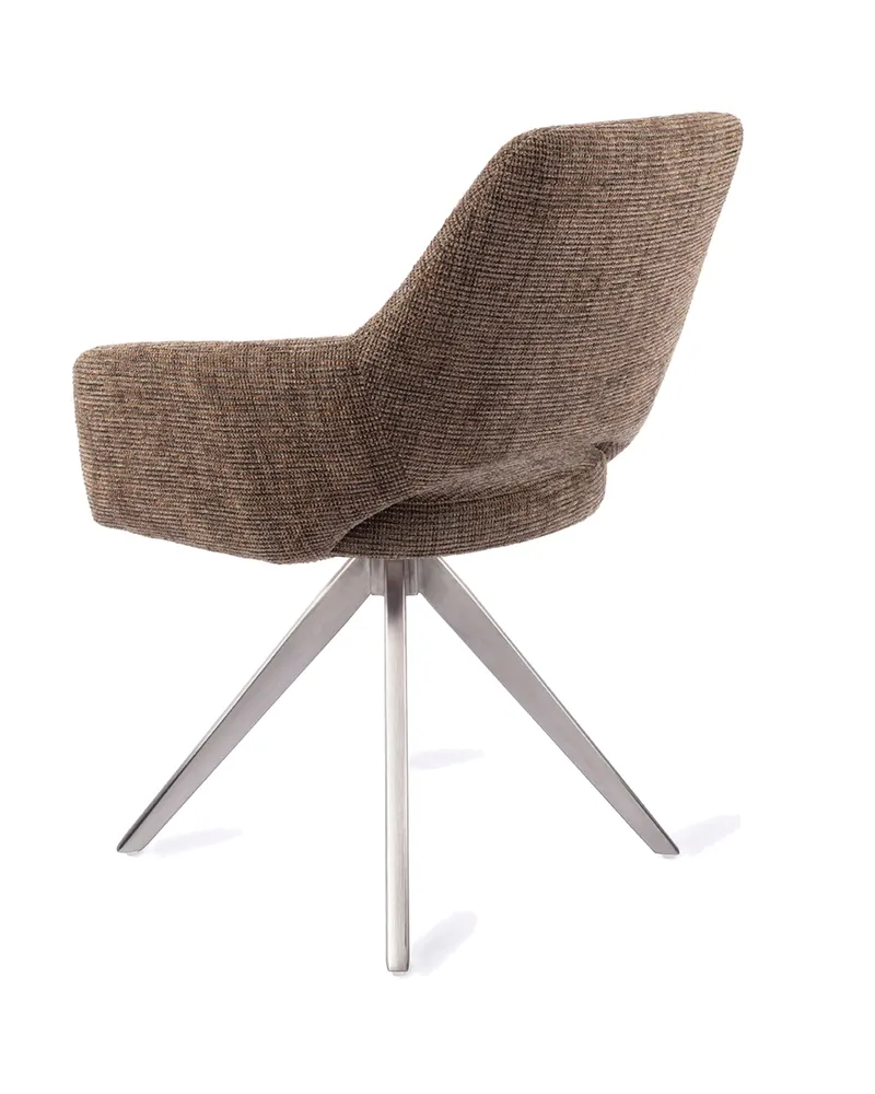 Yanai Esszimmerstuhl von Jesper Home in Checked Chestnut, Turn, Edelstahl, Ansicht 4
