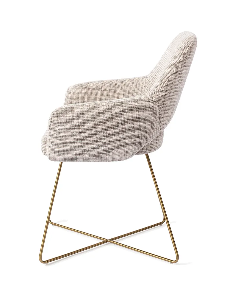 Yanai Esszimmerstuhl von Jesper Home in Caramel Grid, Cross, Gold, Ansicht 2