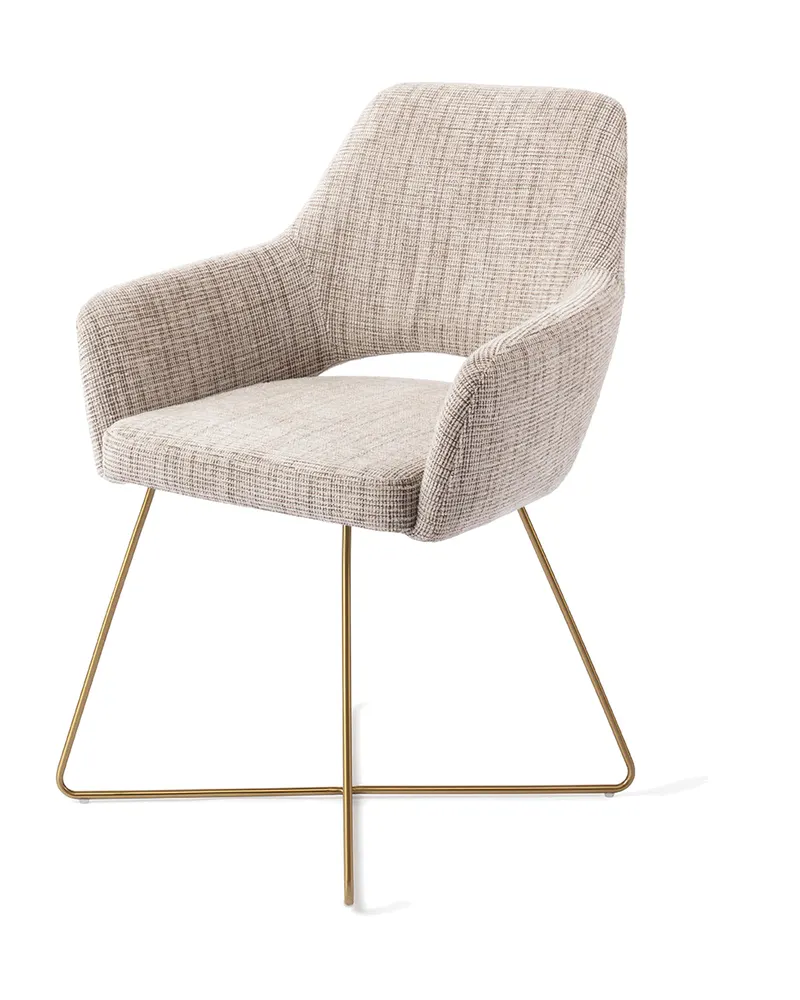 Yanai Esszimmerstuhl von Jesper Home in Caramel Grid, Cross, Gold, Ansicht 3