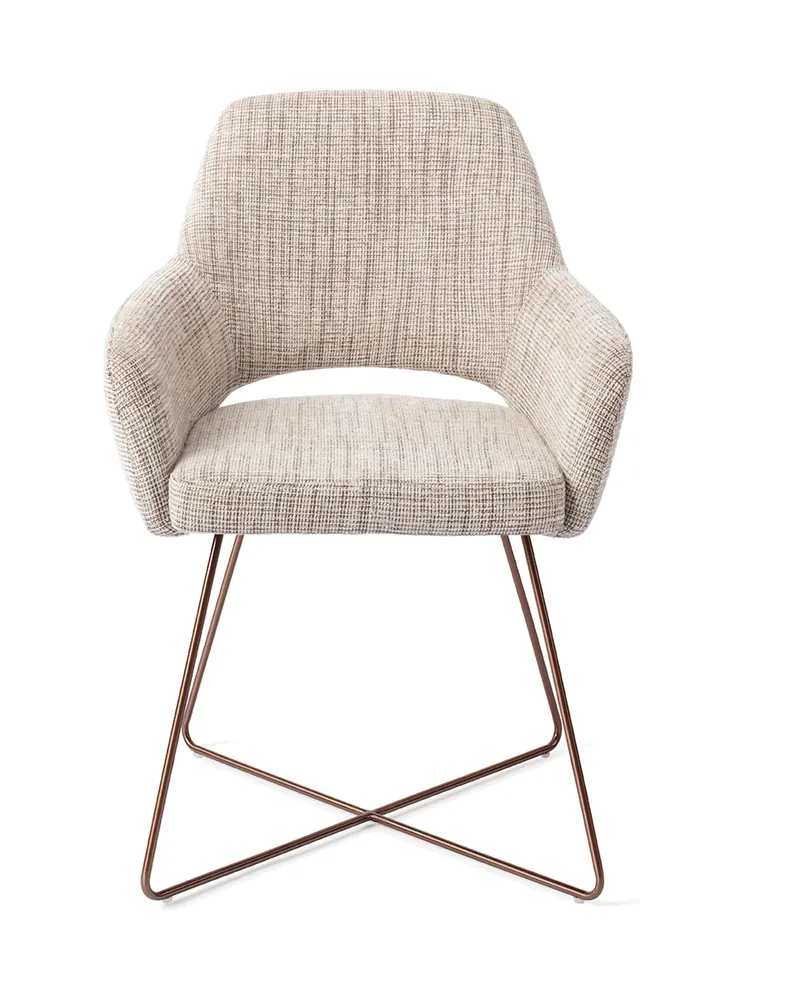Yanai Esszimmerstuhl von Jesper Home in Caramel Grid, Cross, Roségold, Ansicht 1