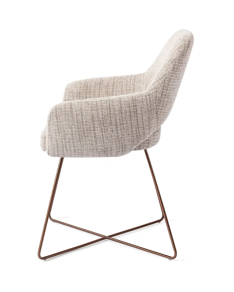 Yanai Esszimmerstuhl von Jesper Home in Caramel Grid, Cross, Roségold, Ansicht 2