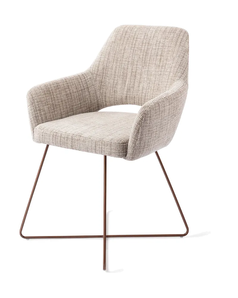 Yanai Esszimmerstuhl von Jesper Home in Caramel Grid, Cross, Roségold, Ansicht 3