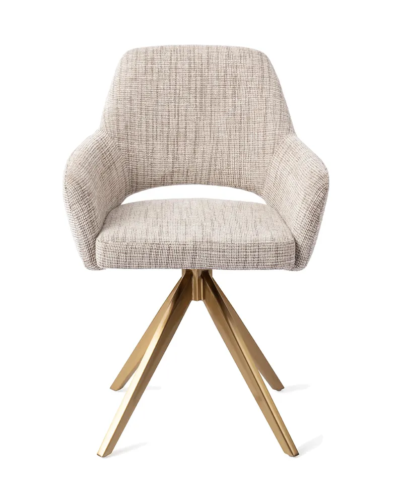 Yanai Esszimmerstuhl von Jesper Home in Caramel Grid, Turn, Gold, Ansicht 1