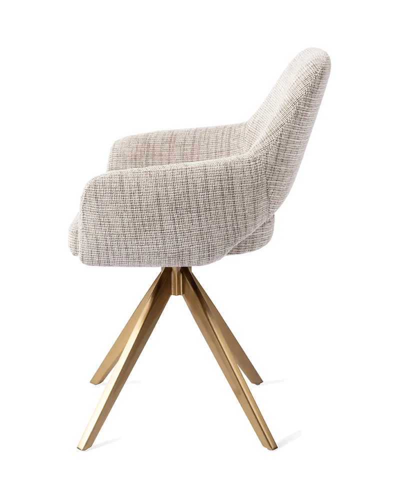 Yanai Esszimmerstuhl von Jesper Home in Caramel Grid, Turn, Gold, Ansicht 2