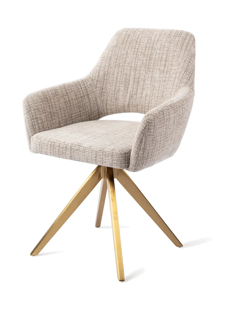 Yanai Esszimmerstuhl von Jesper Home in Caramel Grid, Turn, Gold, Ansicht 3