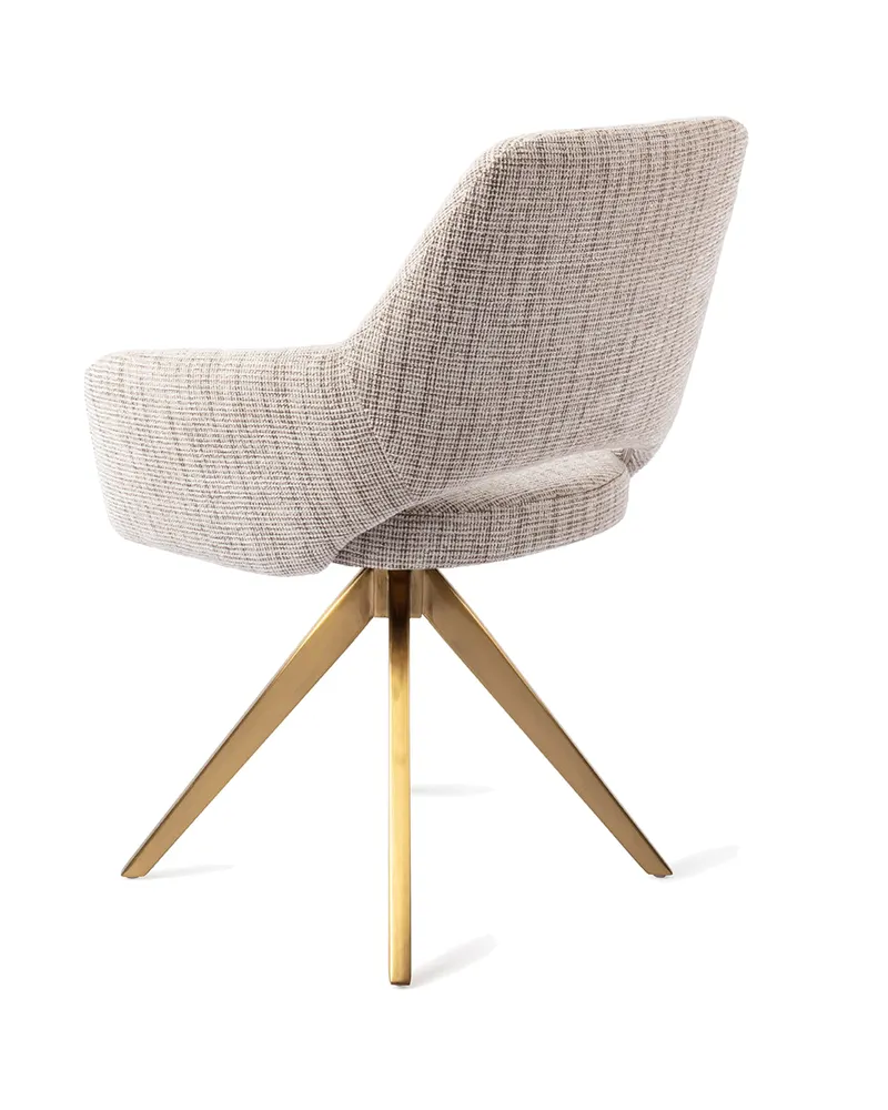 Yanai Esszimmerstuhl von Jesper Home in Caramel Grid, Turn, Gold, Ansicht 4