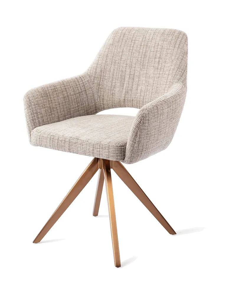 Yanai Esszimmerstuhl von Jesper Home in Caramel Grid, Turn, Roségold, Ansicht 3