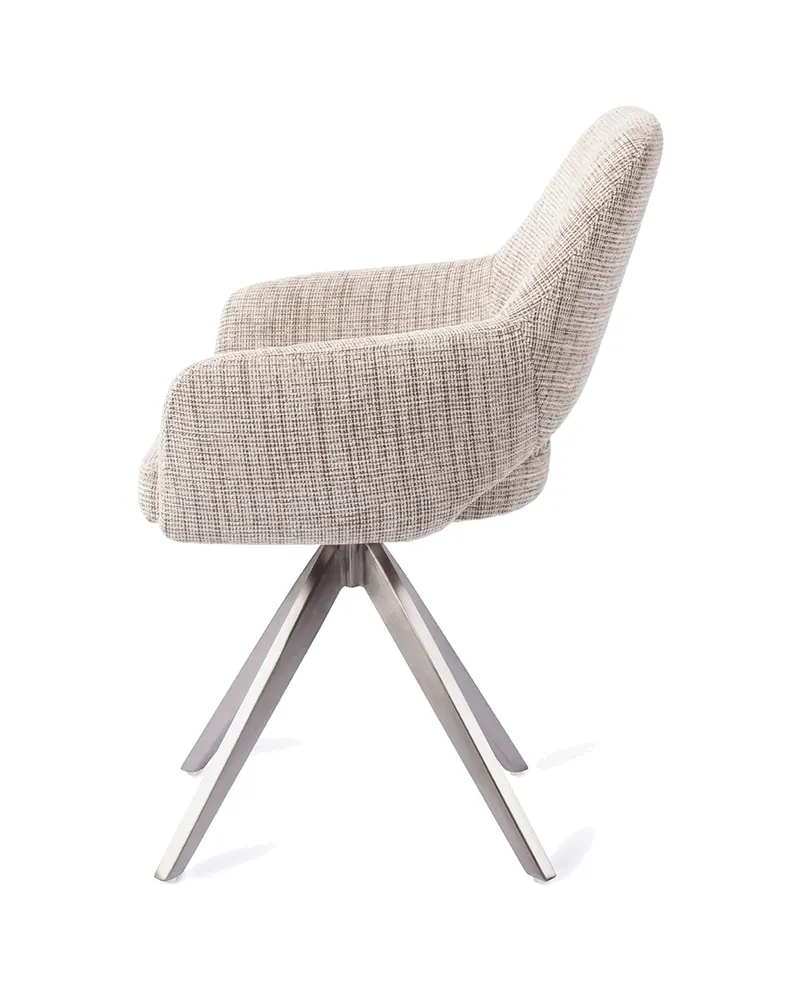 Yanai Esszimmerstuhl von Jesper Home in Caramel Grid, Turn, Edelstahl, Ansicht 2