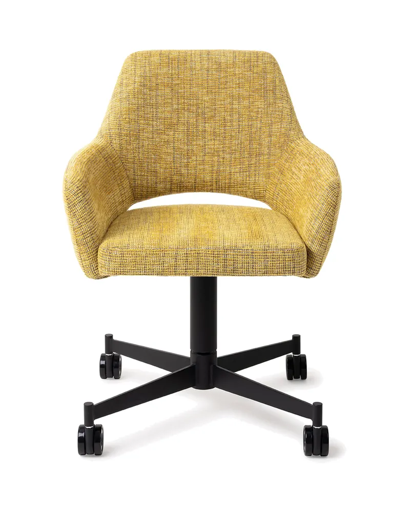 Yanai Esszimmerstuhl von Jesper Home in Lemon Lines, Caster, Schwarz, Ansicht 1