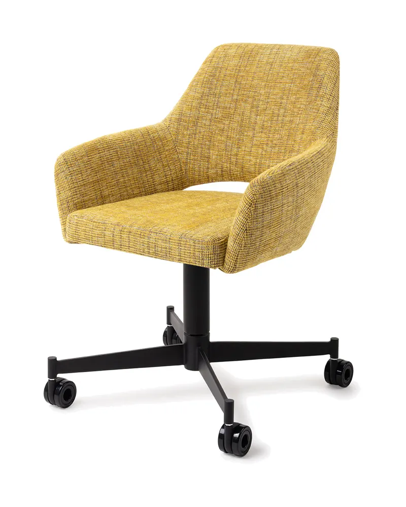 Yanai Esszimmerstuhl von Jesper Home in Lemon Lines, Caster, Schwarz, Ansicht 3