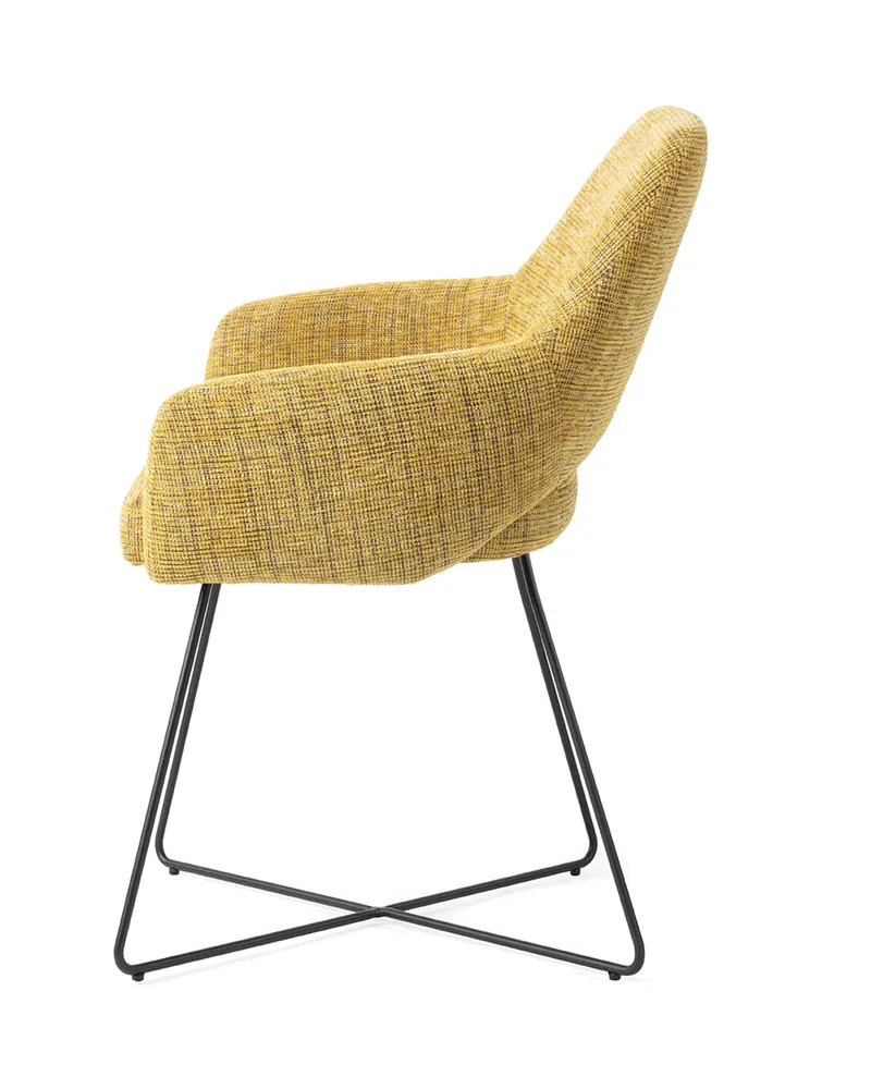 Yanai Esszimmerstuhl von Jesper Home in Lemon Lines, Cross, Schwarz, Ansicht 2