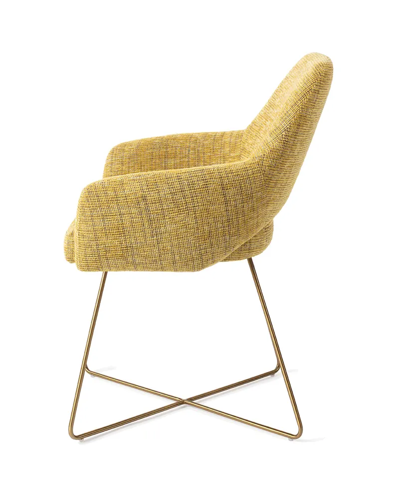 Yanai Esszimmerstuhl von Jesper Home in Lemon Lines, Cross, Gold, Ansicht 2