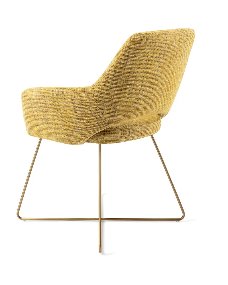 Yanai Esszimmerstuhl von Jesper Home in Lemon Lines, Cross, Gold, Ansicht 4