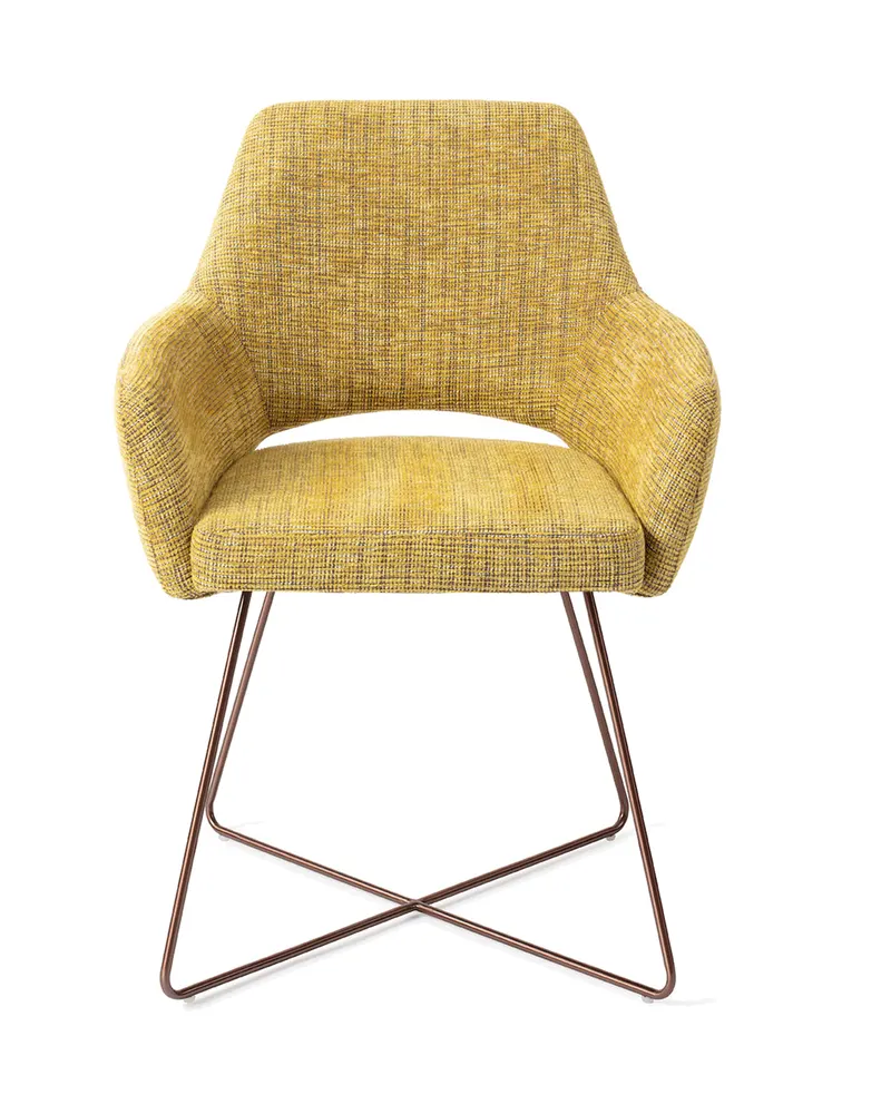 Yanai Esszimmerstuhl von Jesper Home in Lemon Lines, Cross, Roségold, Ansicht 1