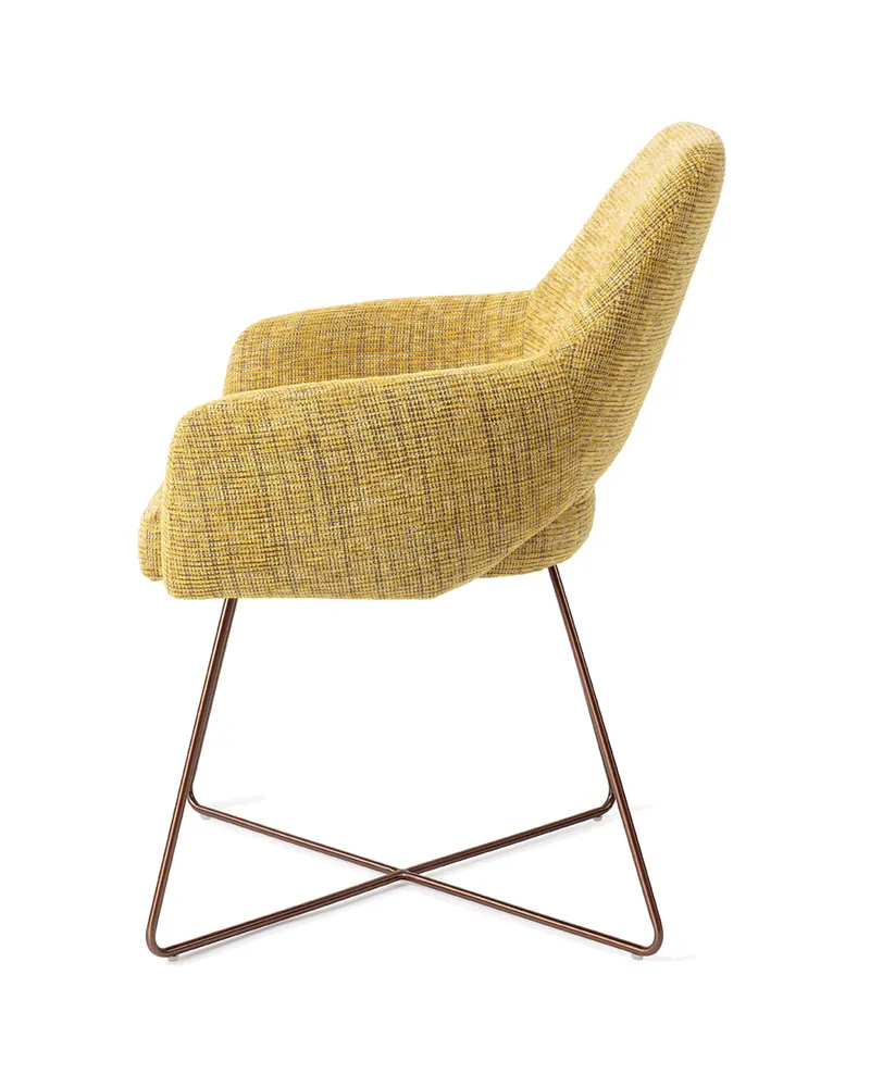 Yanai Esszimmerstuhl von Jesper Home in Lemon Lines, Cross, Roségold, Ansicht 2