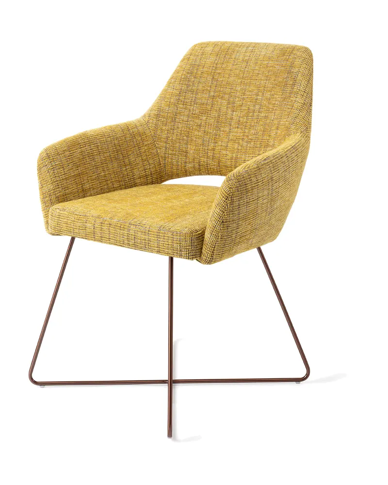 Yanai Esszimmerstuhl von Jesper Home in Lemon Lines, Cross, Roségold, Ansicht 3