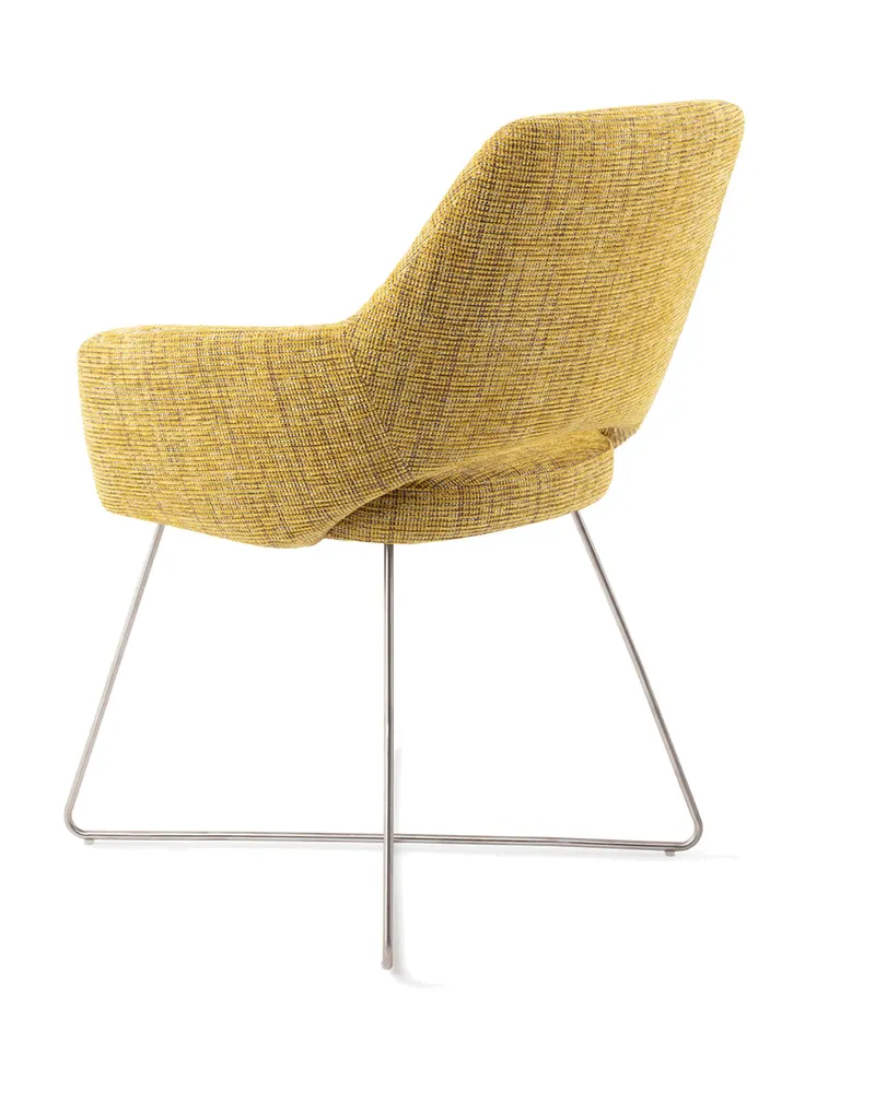 Yanai Esszimmerstuhl von Jesper Home in Lemon Lines, Cross, Edelstahl, Ansicht 4